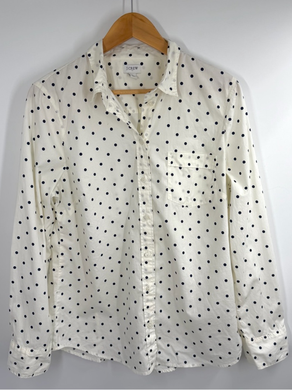 J. Crew Elegant Cream Polka Dot Button-Down Shirt